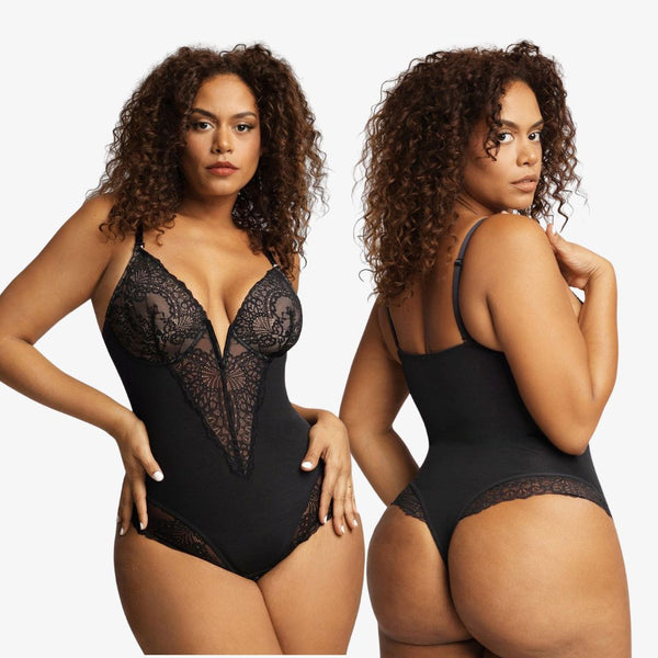 ELIZABETH®LACE DEEP-V NECK BODYSUITS