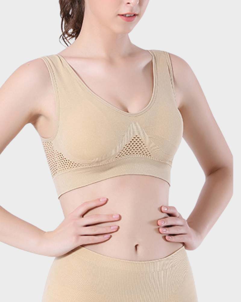 Ultra Breathable Padded Bra-Beige