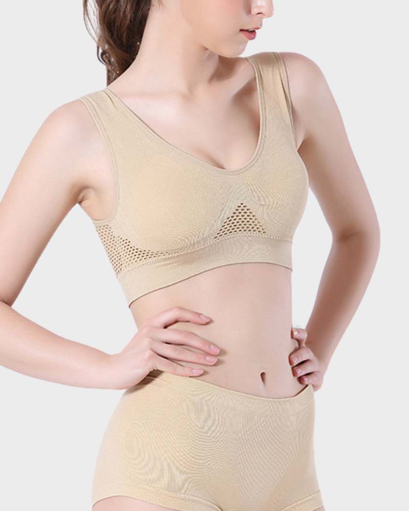 Ultra Breathable Padded Bra-Beige