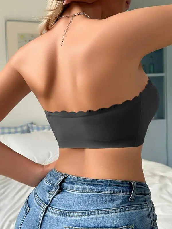 Women's Comfortable Breathable Scallop Trim Hook & Eye Front Bralette