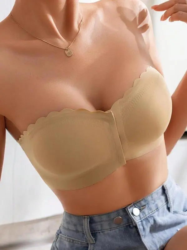 Women's Comfortable Breathable Scallop Trim Hook & Eye Front Bralette