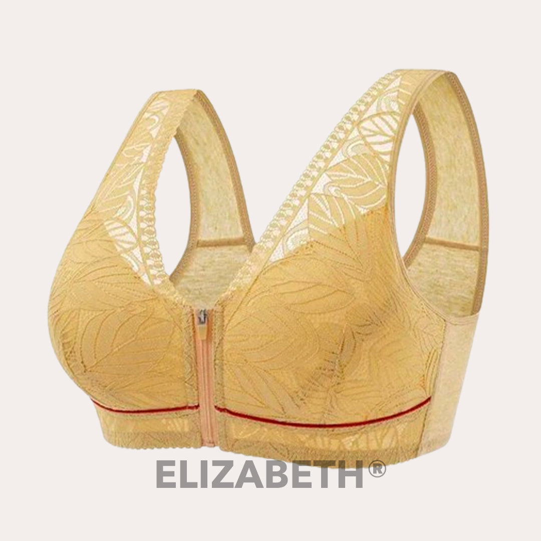 ELIZABETH® Comfort Lace Wireless Front Zip Bra-Black+Beige+Pink (Buy 1 ...
