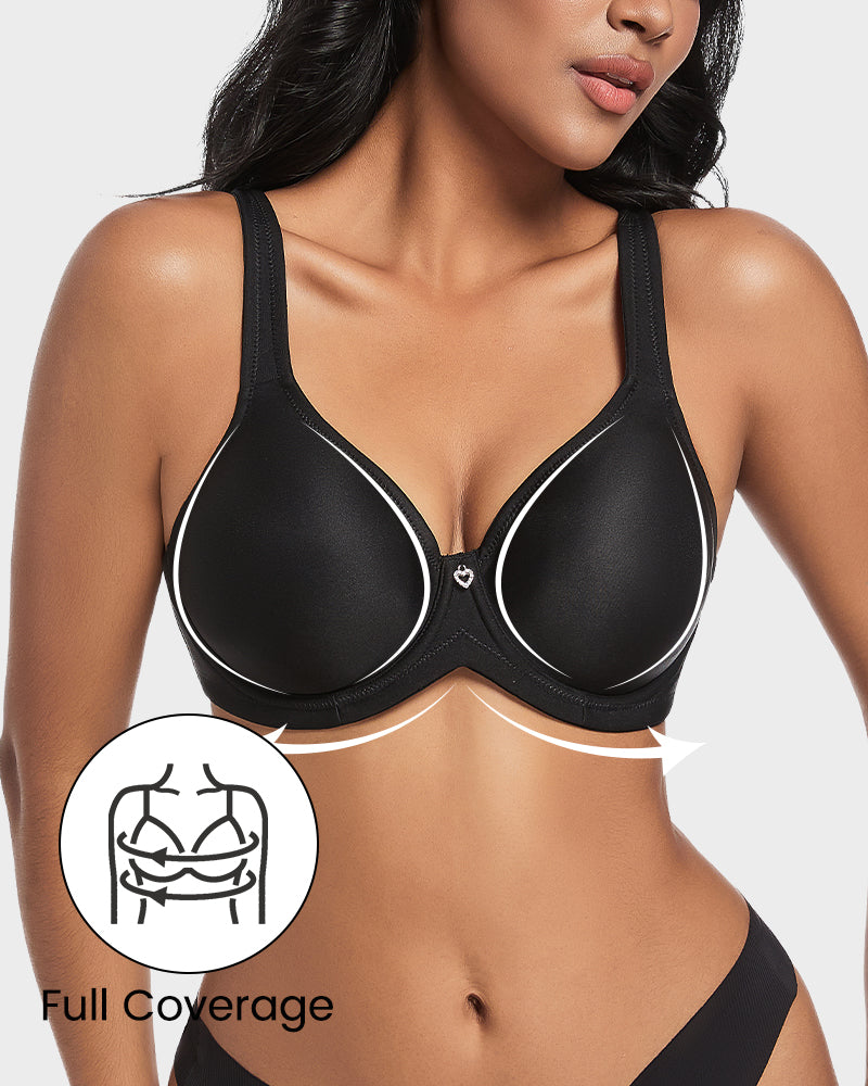 Plus Size Full Coverage T-Shirt Bra - Black