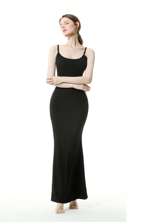 ELIZABETH®Celebrity-Inspired Soft Lounge Long Slip Dress | Onyx