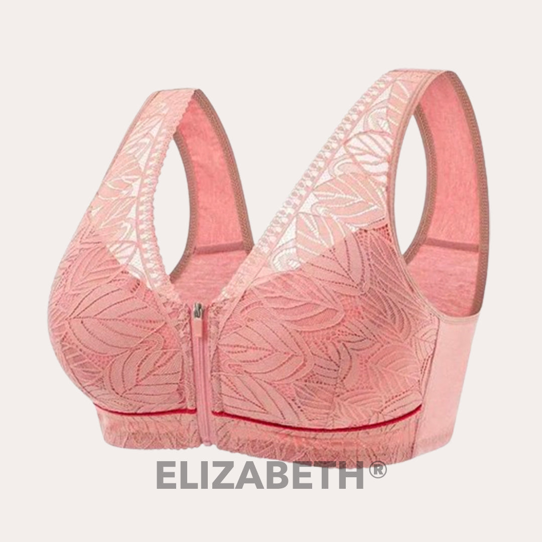 ELIZABETH® Comfort Lace Wireless Front Zip Bra-Black+Beige+Purple (Buy 1 Get 2 Free) (3 PACK)