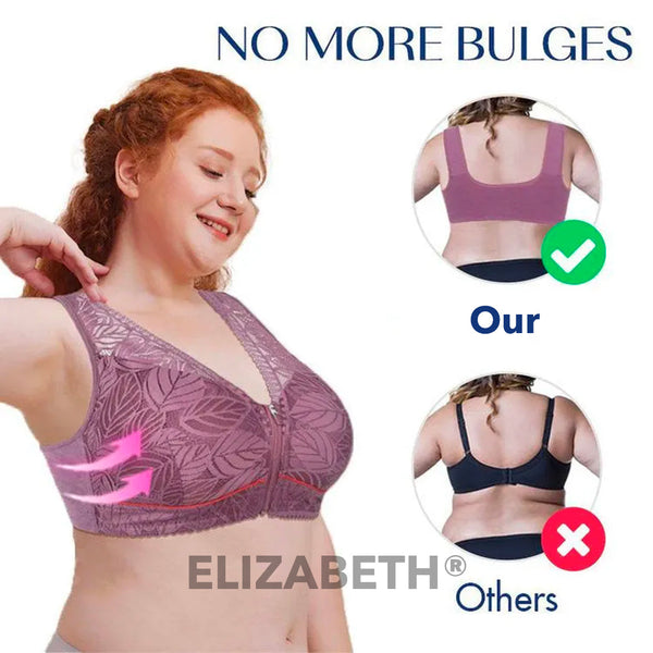 ELIZABETH® Comfort Lace Wireless Front Zip Bra-Purple (Buy 1 Get 2 Free) (3 PACK)