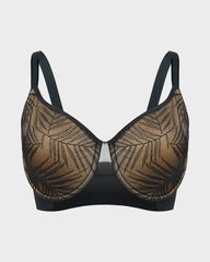 Leaf Pattern Lace Full Coverage Unlined Push Up Bra