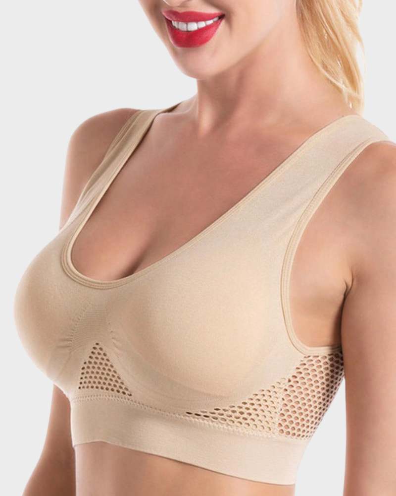 Ultra Breathable Padded Bra-Beige