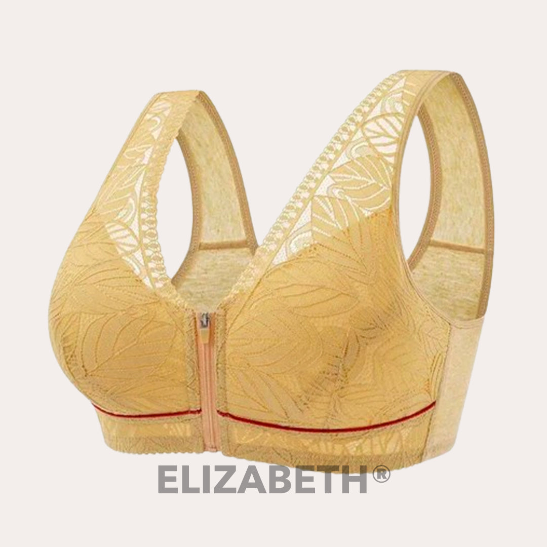 ELIZABETH® Comfort Lace Wireless Front Zip Bra-Black+Beige+Purple (Buy 1 Get 2 Free) (3 PACK)