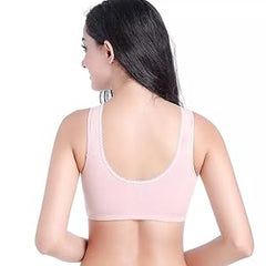 3Pack Wirefree Front Button Closeure Soft Cotton Bra