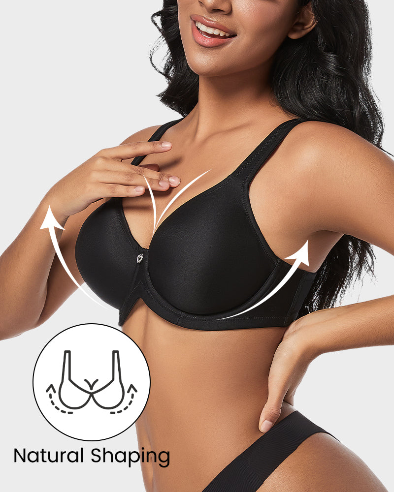 Plus Size Full Coverage T-Shirt Bra - Black