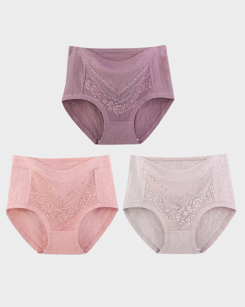 3-Pack Plus Size LeakProof Lace Cotton Panties