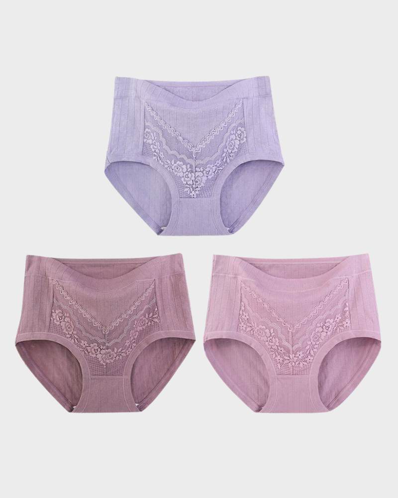 3-Pack Plus Size LeakProof Lace Cotton Panties