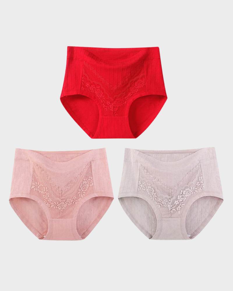 3-Pack Plus Size LeakProof Lace Cotton Panties