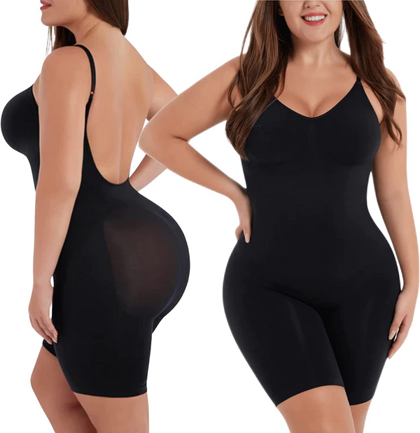 ELIZABETH®LOW BACK SEAMLESS TUMMY CONTROL BODYSUIT SHAPEWEAR - MID THIGH