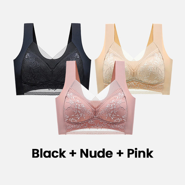 Wireless Comfort Lace Silk Push Up Bra