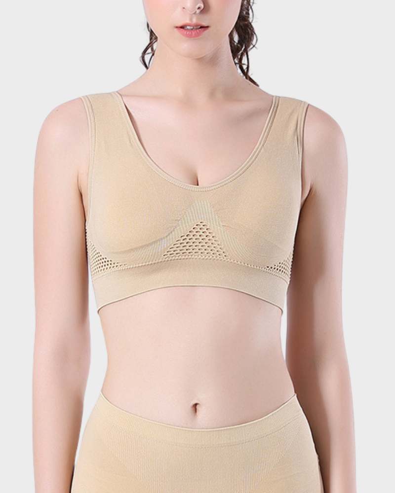 Ultra Breathable Padded Bra-Beige