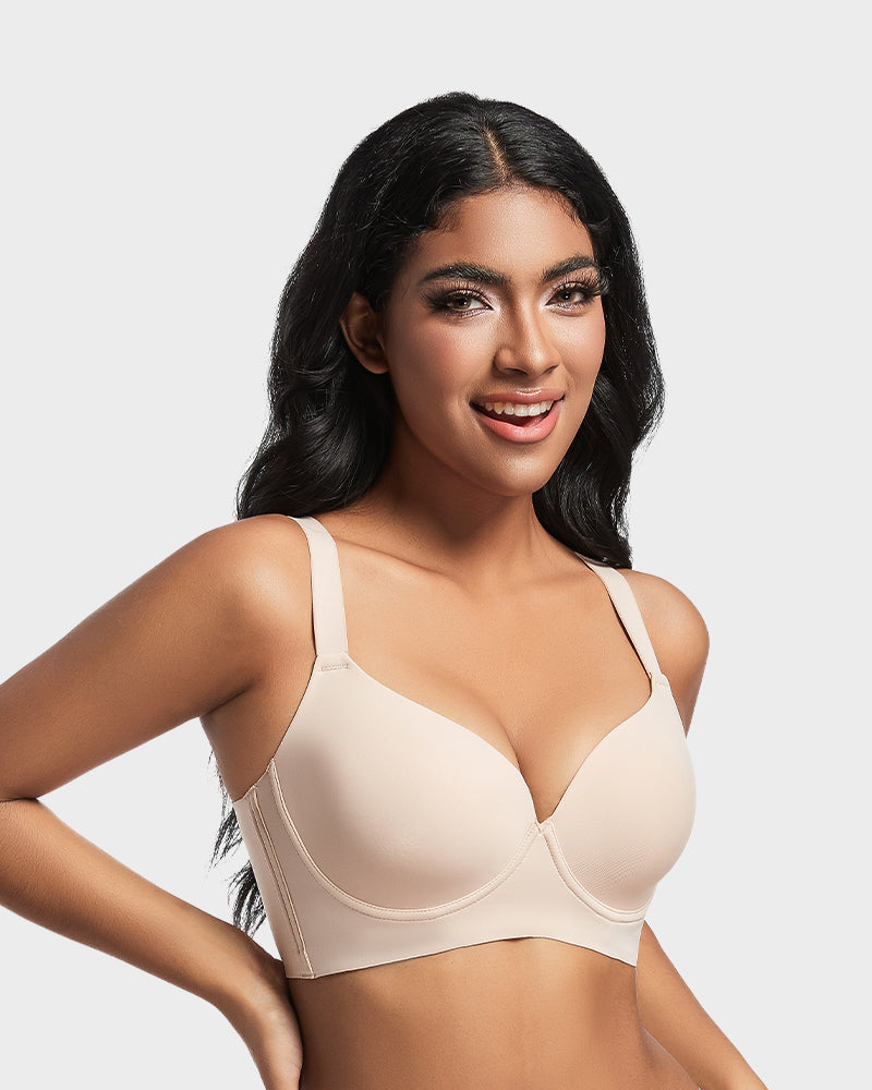 Back Smoothing Push-Up Plunge Bra Skin