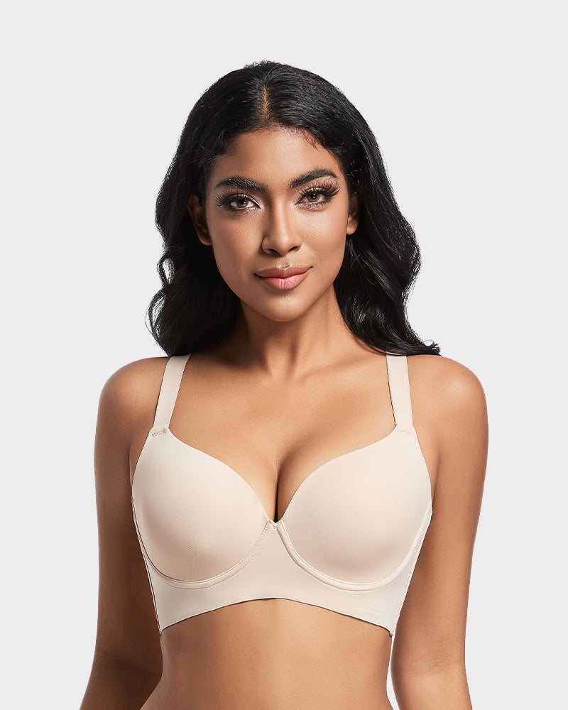 Back Smoothing Push-Up Plunge Bra Skin