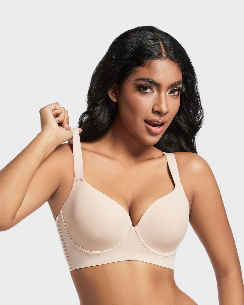 Back Smoothing Push-Up Plunge Bra Skin