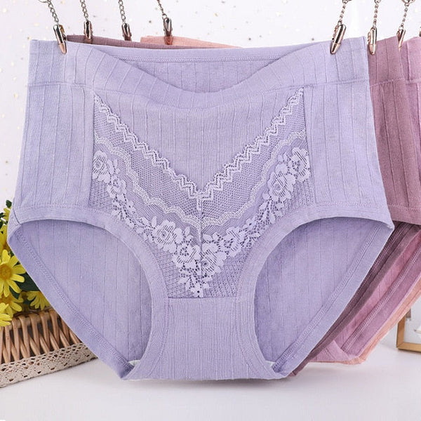 [5 PCS]-ELIZABETH® Plus Size LeakProof Lace Cotton Panties(XL- 6XL)