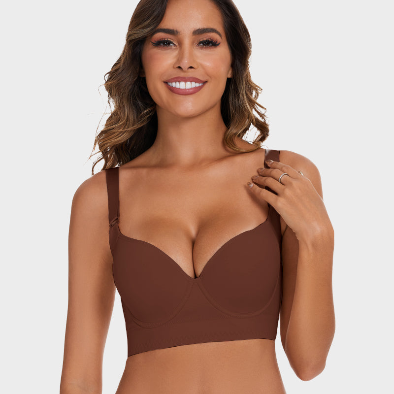 Full-Coverage Back Smoothing Bra-Brown