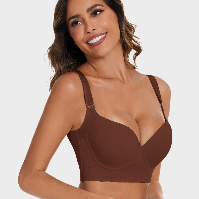 Full-Coverage Back Smoothing Bra-Brown