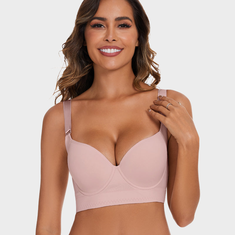 Full-Coverage Back Smoothing Bra-Brown