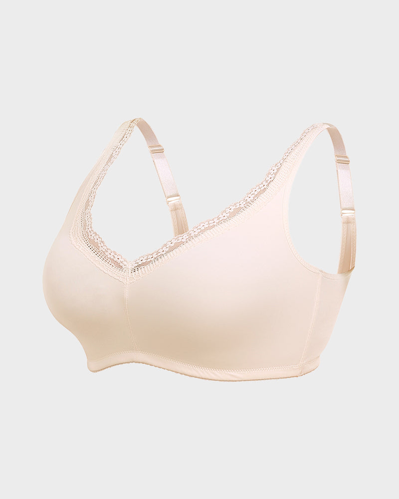 Full Coverage Lace Trim Minimizer Bra