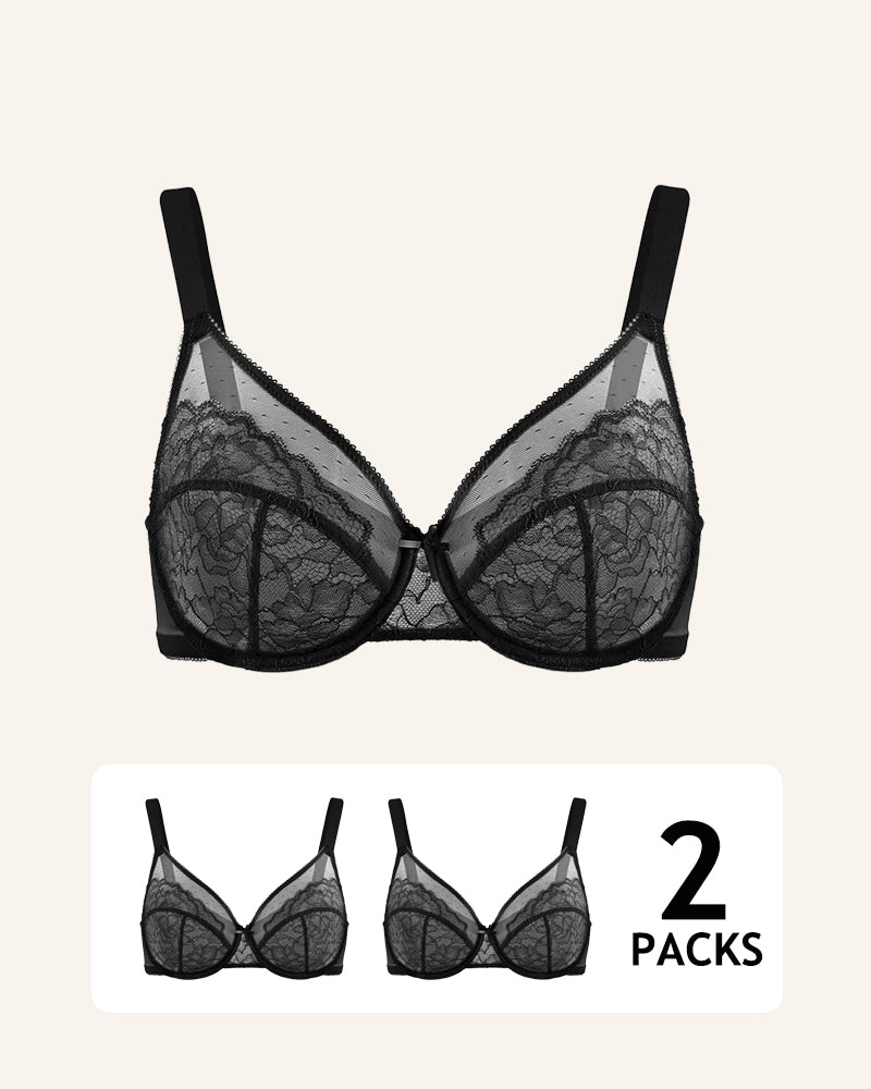 Full Coverage Lace Minimizer Bra - Petal 2 Pack