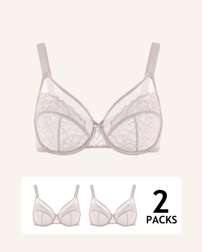 Full Coverage Lace Minimizer Bra - Petal 2 Pack