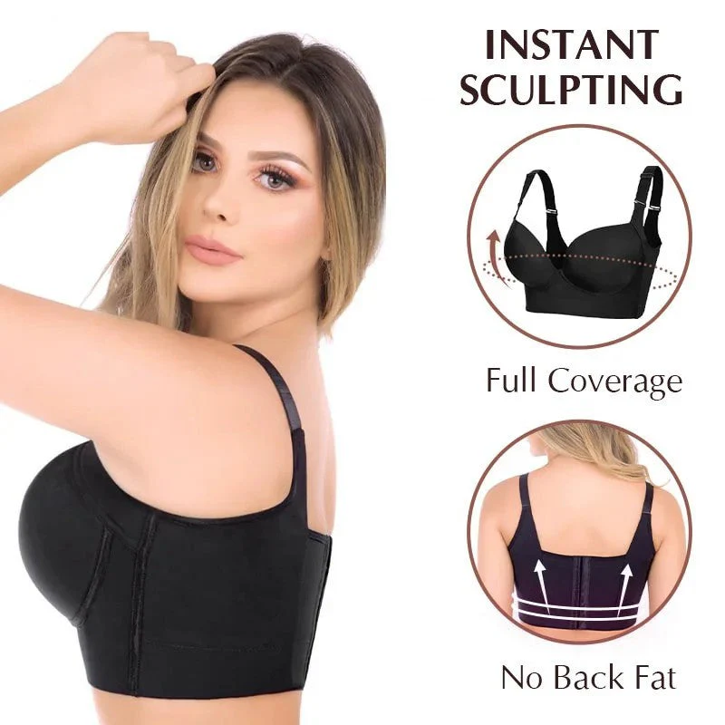 Full back coverage bra to hide your back and side fat, help you correct  your posture, and shape your upper body， A full & deep cup des