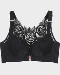 Rose Embroidery Front Closure Bra