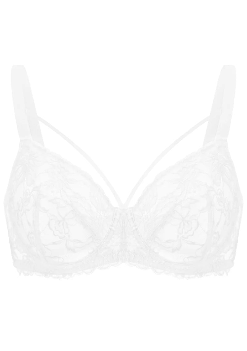 Pretty In Petals Black Unlined Strappy Lace Bra