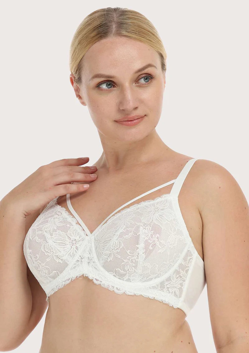 Pretty In Petals Black Unlined Strappy Lace Bra