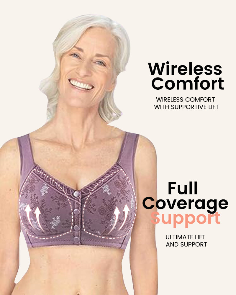 Cotton Front Closure Bra-Purple