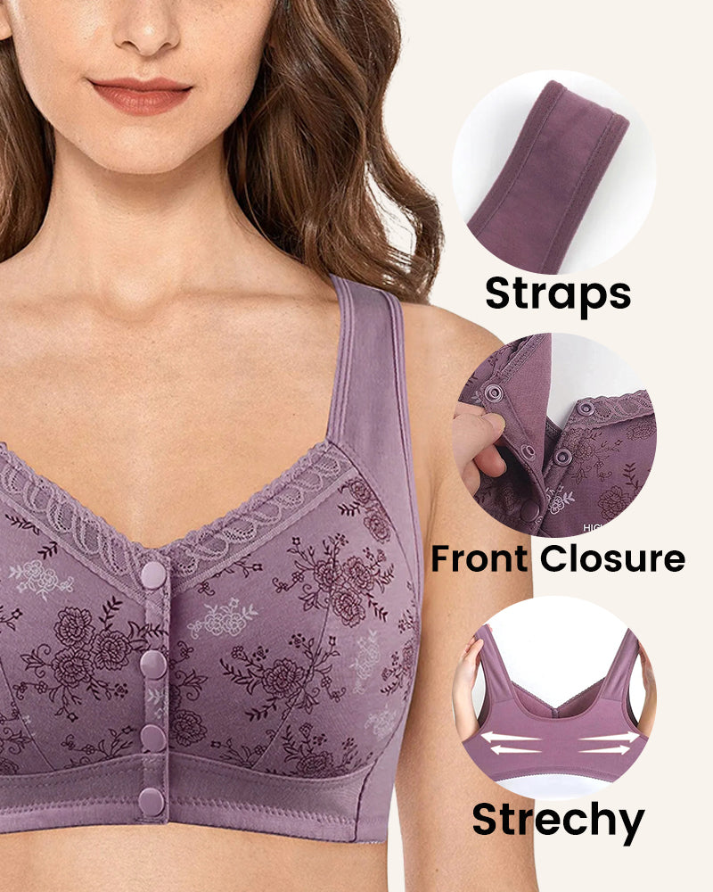 Cotton Front Closure Bra-Apricot