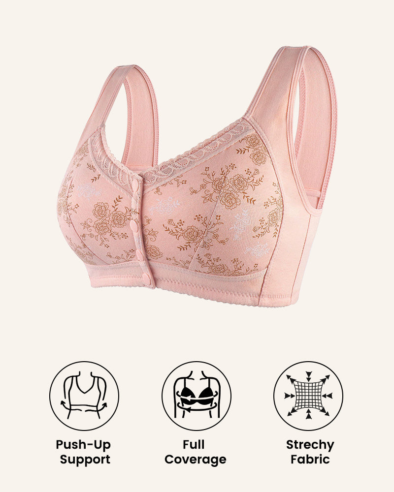 Cotton Front Closure Bra-Pink