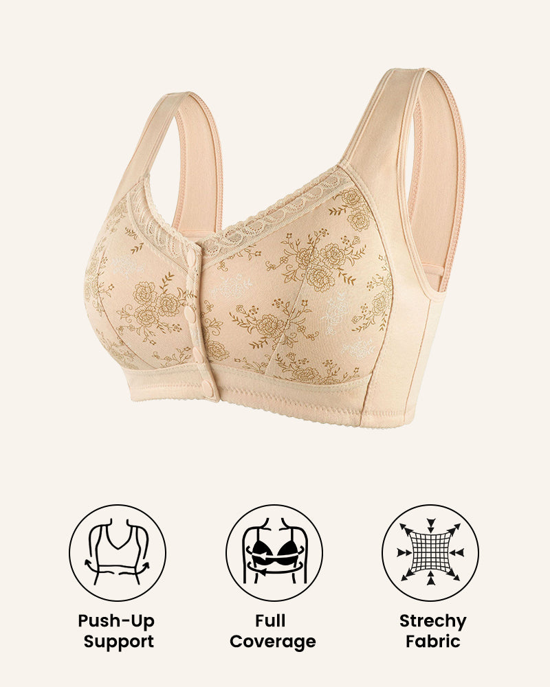 Cotton Front Closure Bra-Apricot