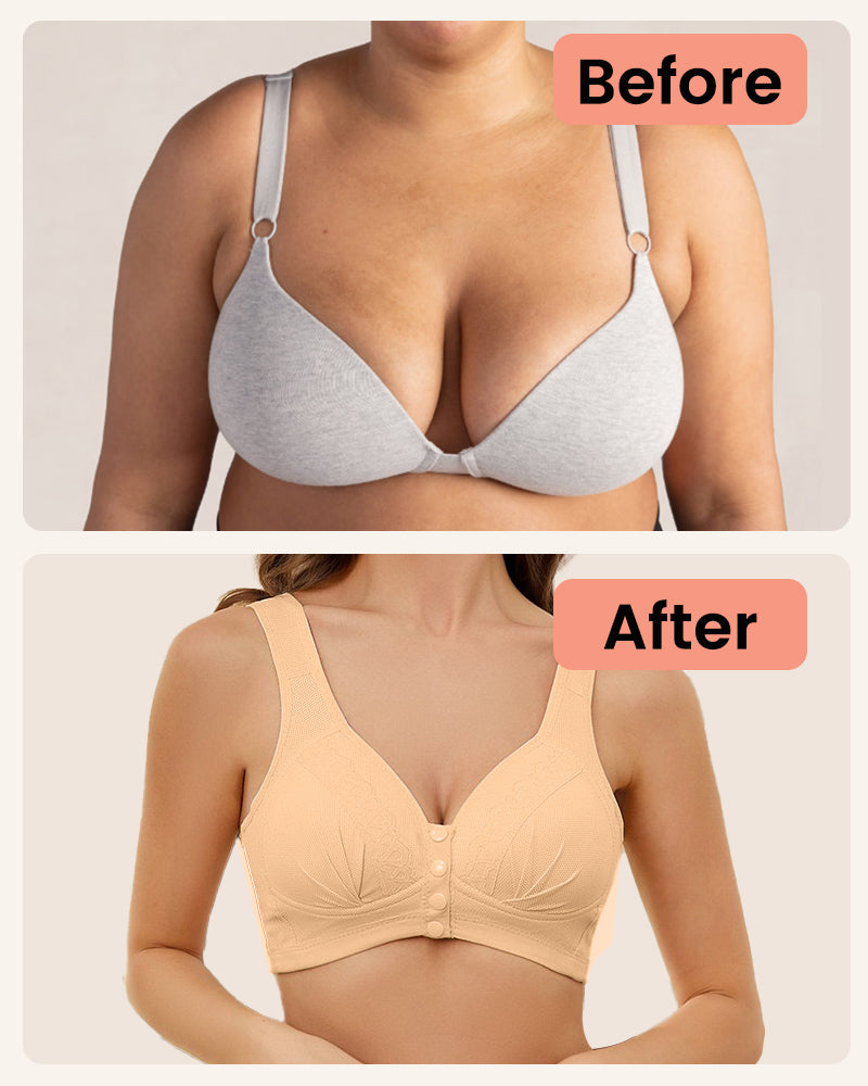 Front Button Breathable Skin-Friendly Cotton Bra-Purple