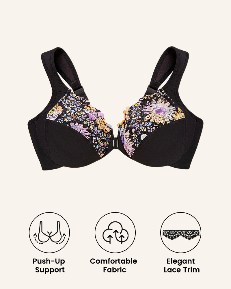 ELIZABETH® Front-Closure Underwire Print Bra