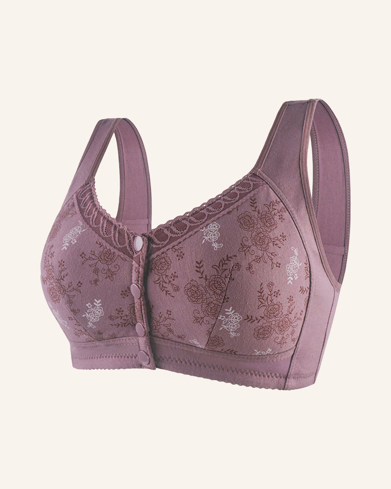 Cotton Front Closure Bra-Purple