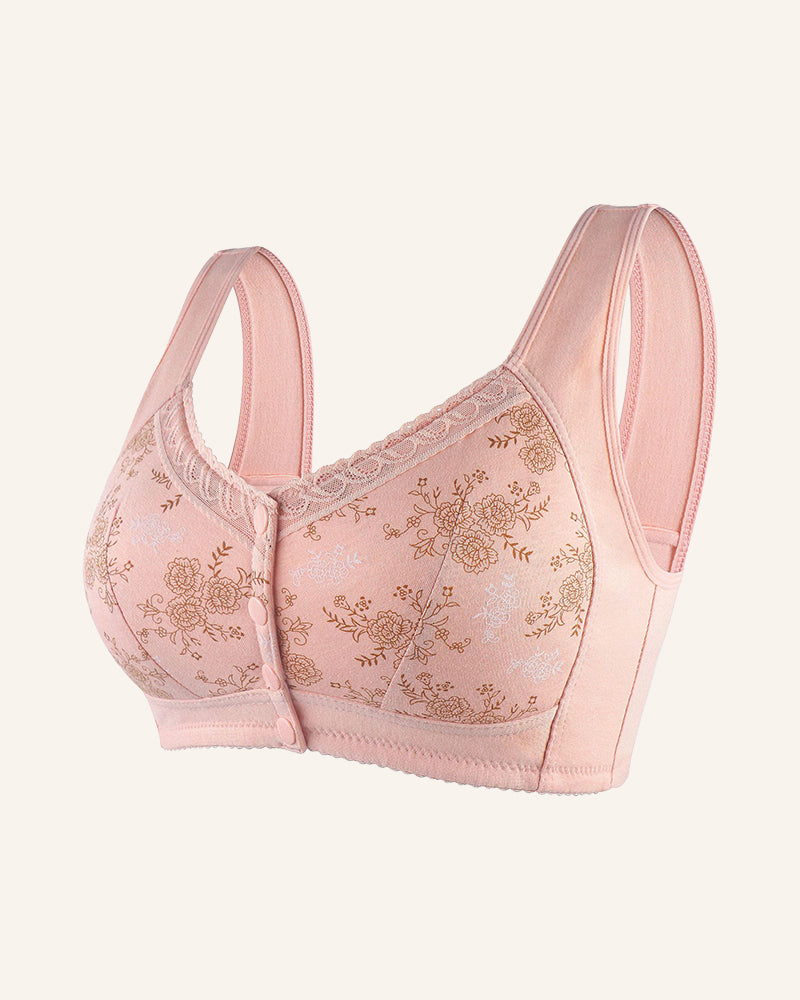 Cotton Front Closure Bra-Pink