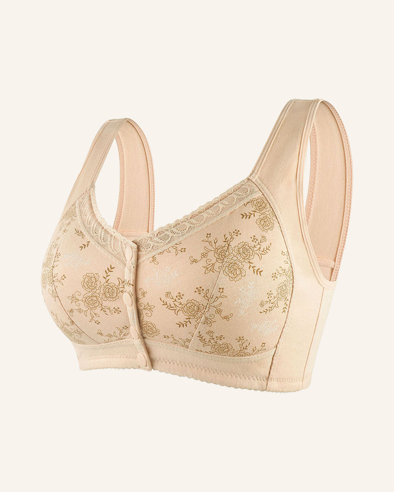 ELIZABETH® The Elderly Front Button Plus Size Cotton Bra