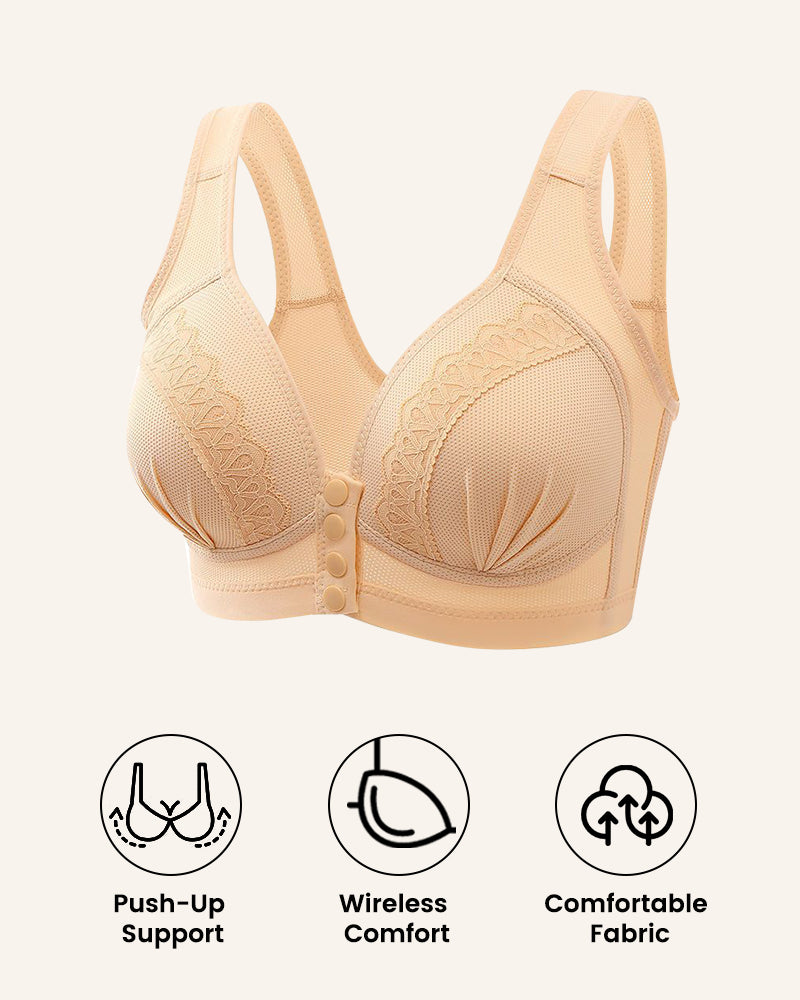 Front Button Breathable Skin-Friendly Cotton Bra