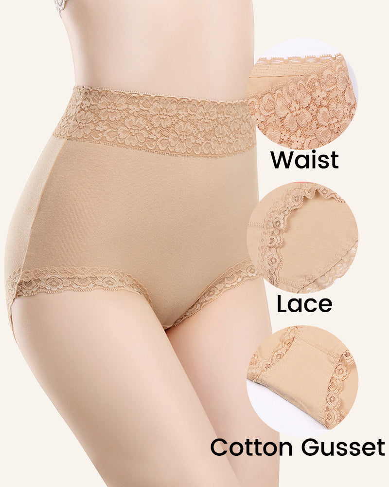 ELIZABETH® Cotton Lace High-Waisted Panties