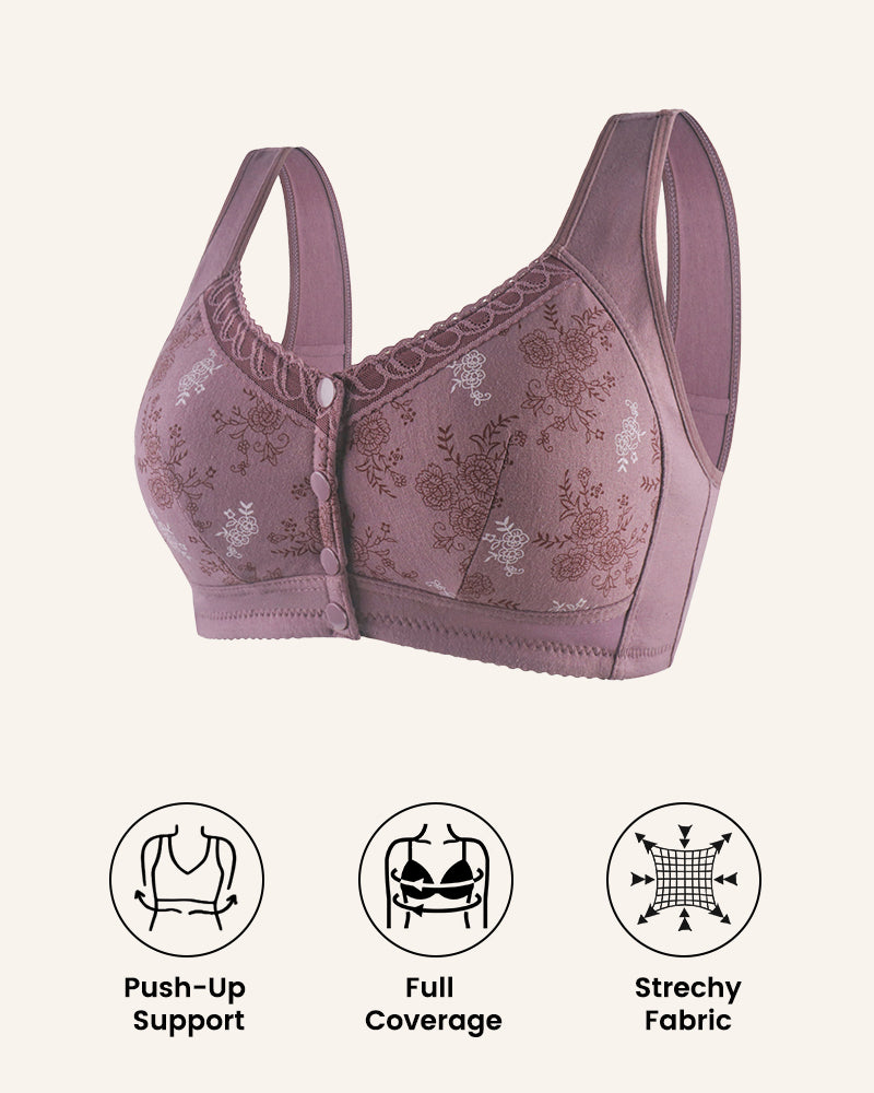 Cotton Front Closure Bra-Purple