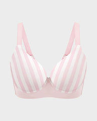 Back Smoothing Push-Up Plunge Bra Pink Stripe