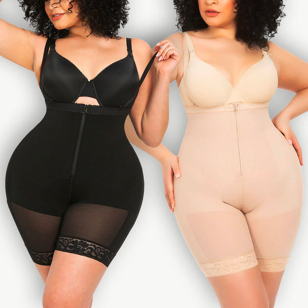 Firm Tummy Compression Bodysuit Shaper With Butt Lifter-BEIGE+BLACK (BUY 1 GET 1 FREE) (2 PACK)