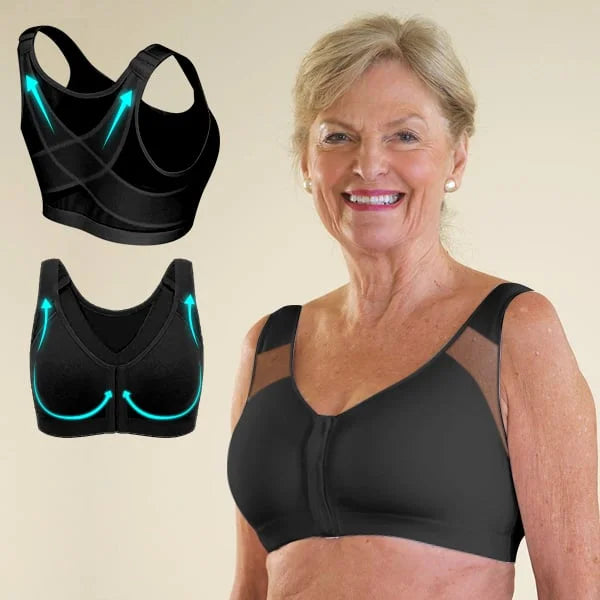 ELIZABETH®Front Closure Posture Wireless X-Shaped Back Support Full Coverage Bra(BUY 1 GET 2 FREE)-Black